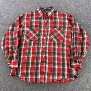 Vintage Grant's Work Shirt Mens Medium Red Plaid Flannel Button Front Workwear